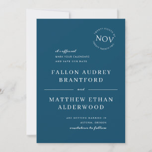 Save The Date Marine Blue Modern Date Seal Enregistrer la date