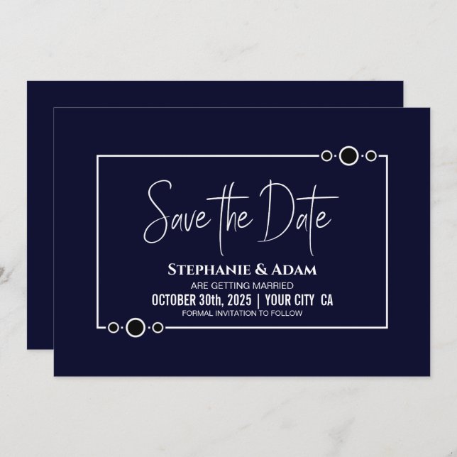 Save The Date Marine Blue Wedding Enregistrer la date (Devant / Derrière)