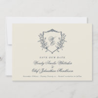 Marine & Crème Vintage Floral Crest Monogramme Pho