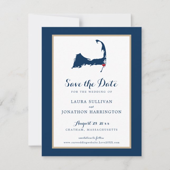Save The Date Marine Gold Chatham Cape Cod Wedding Enregistrer l (Devant)