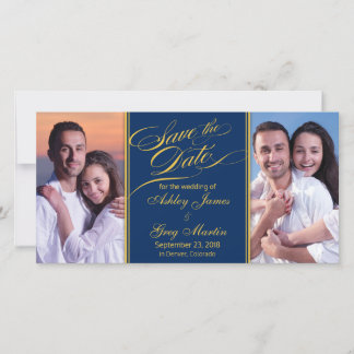 Save The Date Marine Gold Photo Collage Mariage Enregistrer la d