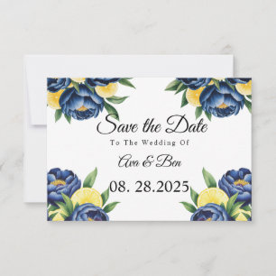 Save The Date Marine Peony Citrus peint Floral Mariage