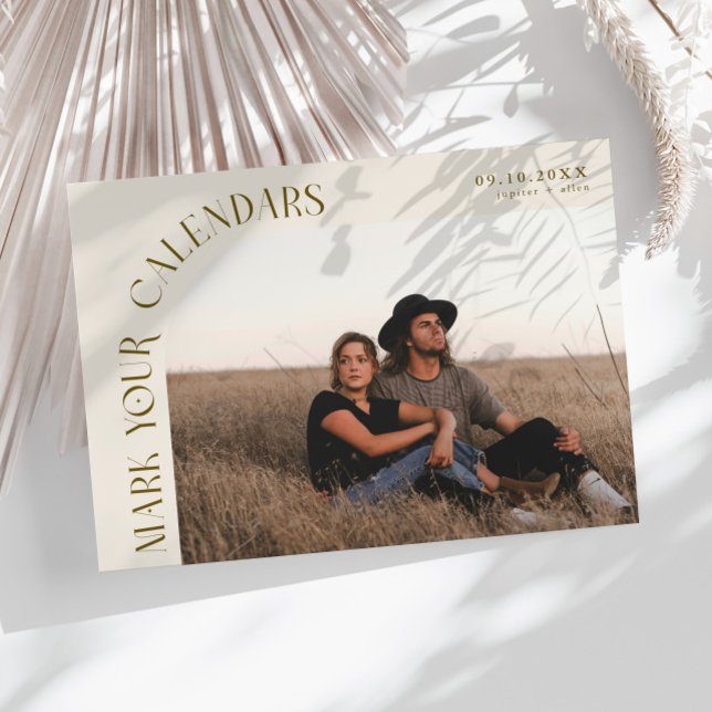 Save The Date Mark Your Calendars Cream Curved Frame Photo (Créateur téléchargé)