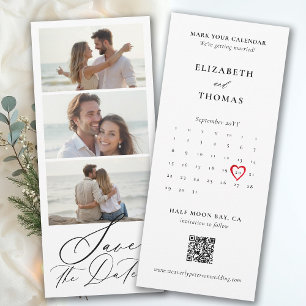 Save The Date Marque-page Calendrier Cœur Photo Bande Mariage Mo
