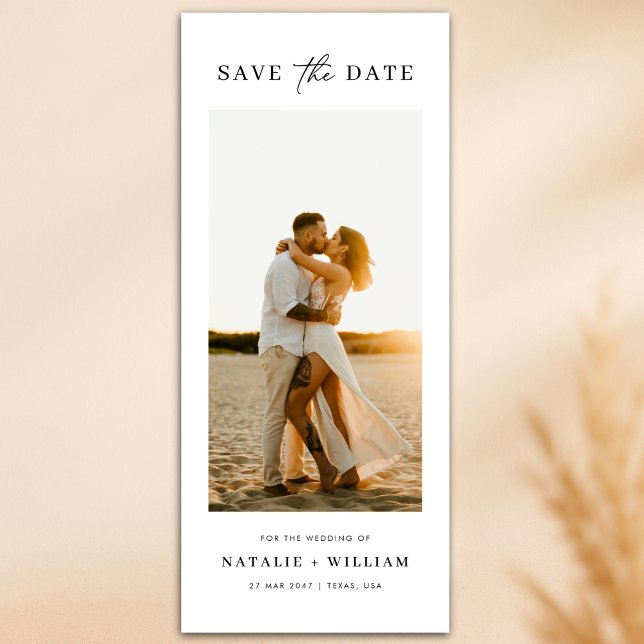 Save The Date Marque-page de mariage photo romantique minimalist (Créateur téléchargé)