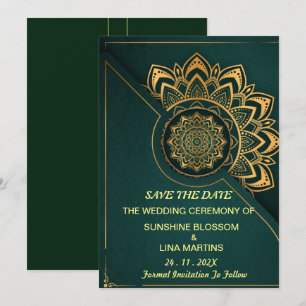 Save The Date Marques à skis Mandala Calligraphic Script Enreg