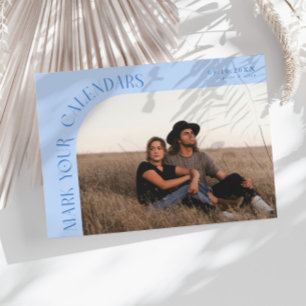 Save The Date Marquez vos calendriers Photo à cadre incurvé bleu