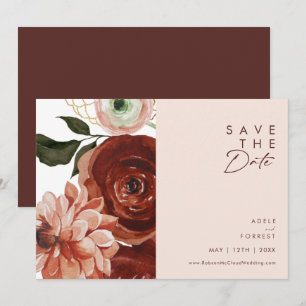 Save The Date Marsala Autumn Floral   Horizontal transparent