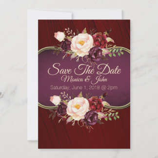 Save The Date Marsala Burgandy Aquarelle Floral Enregistrer La D