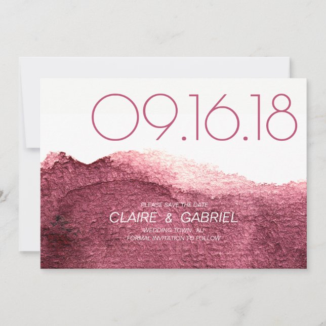 Save The Date Marsala rose moderne simple mariage enregistrer la (Devant)