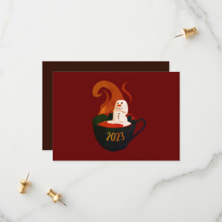 Save The Date Marshmallow Snowman En Coco Chaud