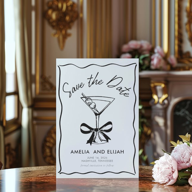 Save The Date Martini à main moderne Sauvez la date (Créateur téléchargé)