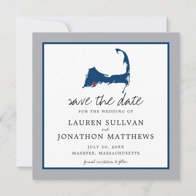 Save The Date Mashpee Cape Cod Mariage Coeur mobile (Devant)
