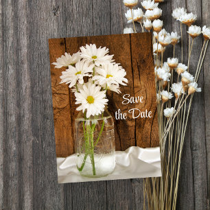 Save The Date Mason Jar Blanc Daisies Sweet 16 Enregistrer la da