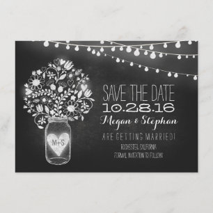 Save The Date mason jar chalkboard lumières de chaîne enregistre