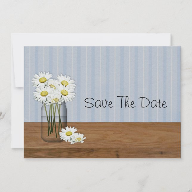Save The Date Mason Jar De Daisies Enregistrer La Date (Devant)