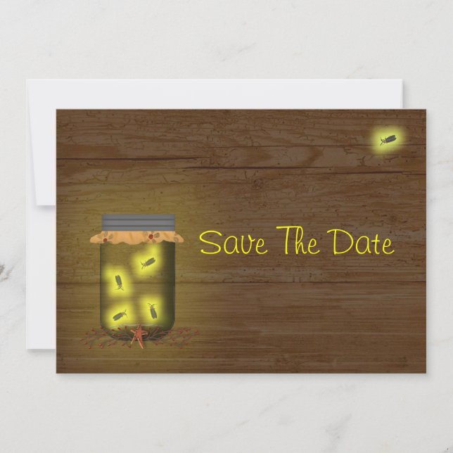 Save The Date Mason Jar De lucioles Enregistrer La Date (Devant)