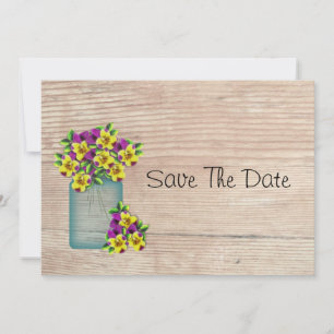 Save The Date Mason Jar De Pansies Enregistrer La Date