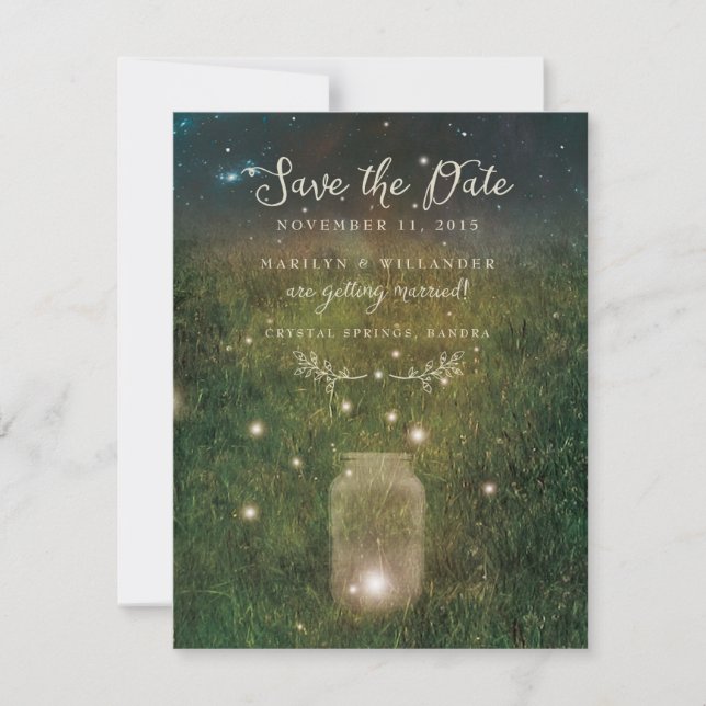 Save The Date Mason Jar Enchanted Forest Wedding Sauvez la date (Devant)