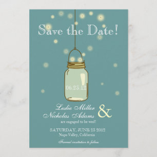 Save The Date Mason Jar Fireflies Mariage de coeur Enregistrer l