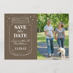 Save The Date Mason Jar Fireflies Photo Enregistrer la date Brow