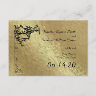 Save The Date Masque de Filigree noir sur or Enregistrer la date