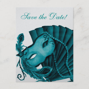 Save The Date Masquerade dans Turquoise Enregistrer la date