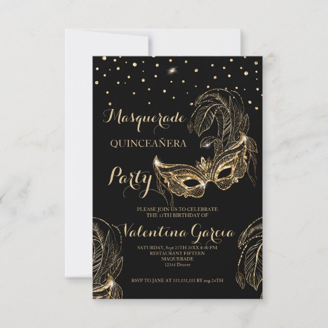 Save The Date Masquerade parties scintillant quinceanera masque  (Devant)