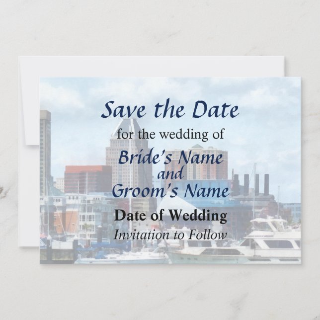 Save The Date MD - Baltimore Skyline et Harbour (Devant)