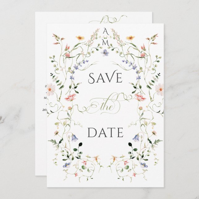Save The Date Meadow Fleur sauvage Rustic Boho Mariage photo (Devant / Derrière)