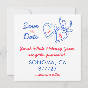 Save The Date Médaillon à coeur fantaisiste doodle sketch modern
