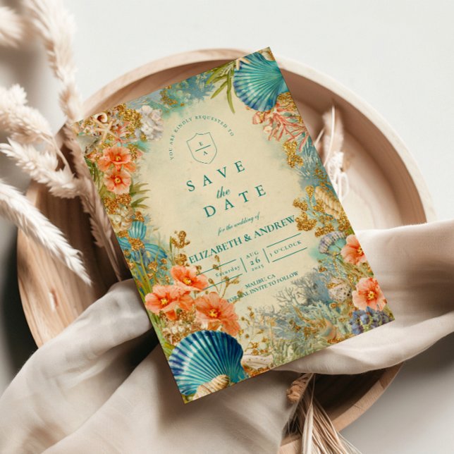 Save The Date Mediterranean Seashell Elegance Wedding (Créateur téléchargé)