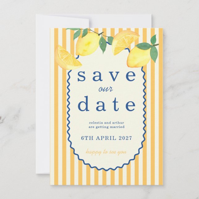 Save The Date Méditerranéen Lemons Mariage Enregistrer la Date (Devant)
