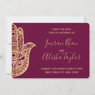 Save The Date Mehendi Mariage Indien Hamsa Henna Date à retenir