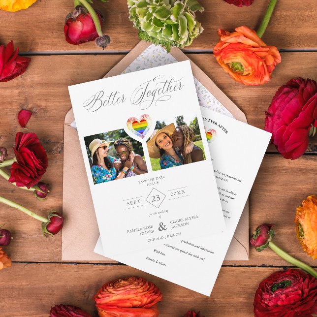 Save The Date Meilleur Ensemble Pride Rainbow LGBT Heart 2 Photo (Créateur téléchargé)