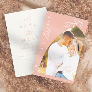 Save The Date Melon Arch rose Boho photo feutre minimale