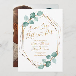 Save The Date Même amour autre date Eucalyptus Gold Photo