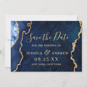 Save The Date Mercredi bleu de la Marine d'or moderne Enregistre
