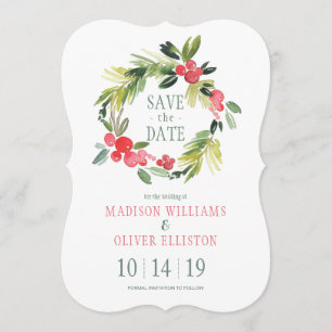 Save The Date Mercredi d'hiver Floral r Wreath  Enregistrer la d
