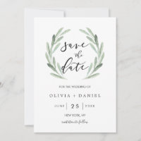 Mercredi rustique Simple Verte Sauvez la date