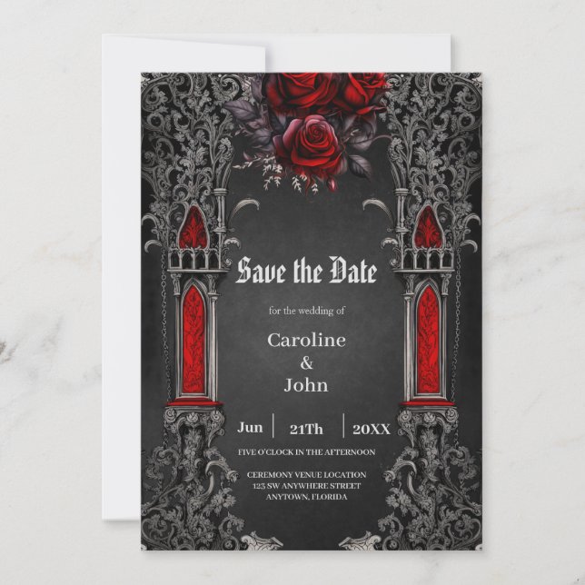 Save The Date Merveilleux design mariage gothique foncé (Devant)