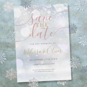 Save The Date Merveilleux Hiver Rose Et Or