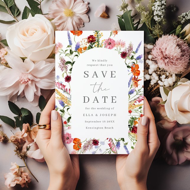 Save The Date Merveilleux Mariage Fleur sauvage d'aquarelle (Créateur téléchargé)