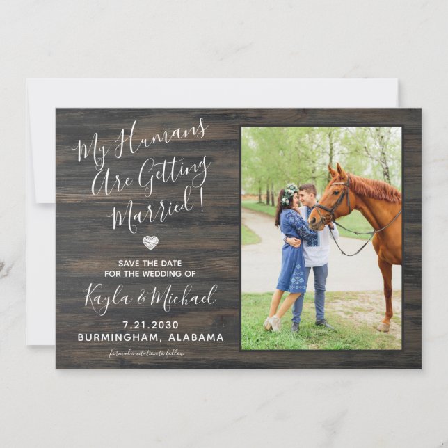 Save The Date Mes humains se marient Rustic Pet Mariage Horse (Devant)