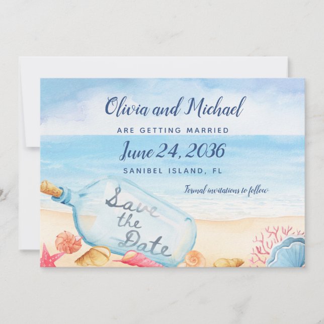 Save The Date Message Dans Le Mariage À Bottle Beach (Devant)