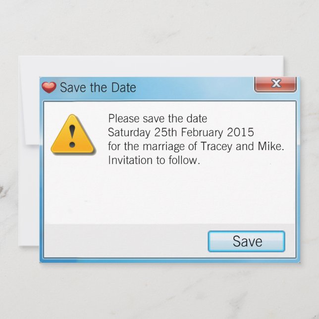 Save The Date Message d'erreur du geek Enregistrer la date Invit (Devant)