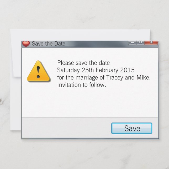 Save The Date Message d'erreur du geek Enregistrer la date Invit (Devant)