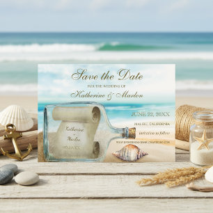 Save The Date Message des coquillages dans une bouteille Maria