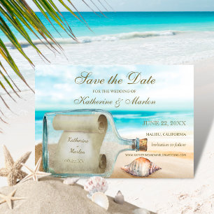 Save The Date Message des coquillages dans une bouteille   Maria
