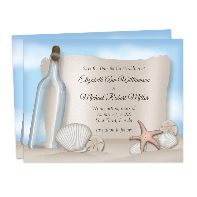 Save The Date Message d'une bouteille de plage Enregistrer les c (Créateur téléchargé)